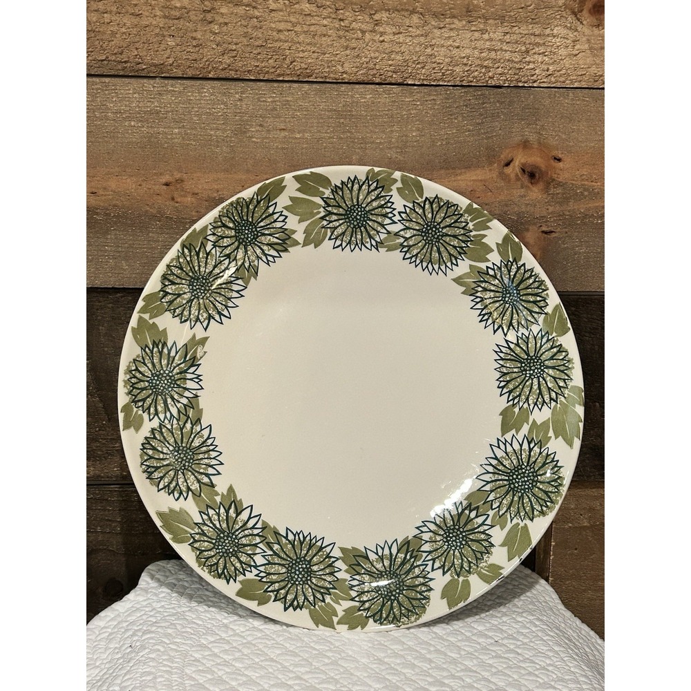 VTG Chop Plate Round Platter Royal Boutonniere‎ USA Green Flowers 12"
